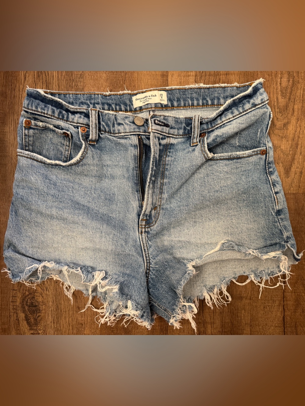 Abercrombie & Fitch Light Blue Frayed Hem Denim Shorts